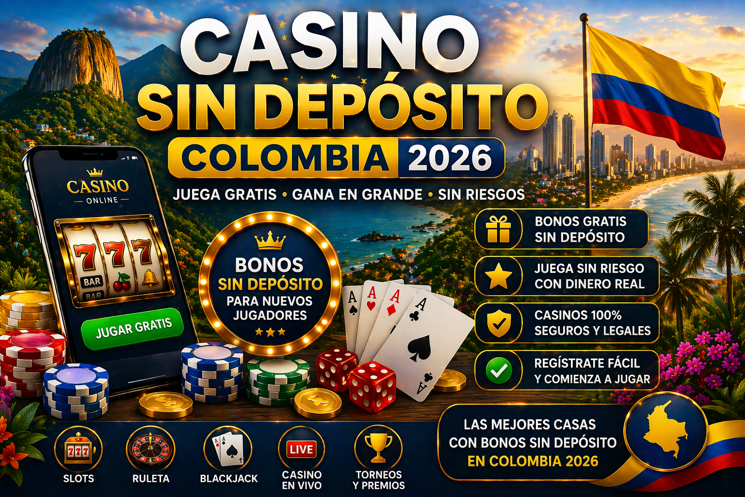 Casino sin depósito Colombia 2026