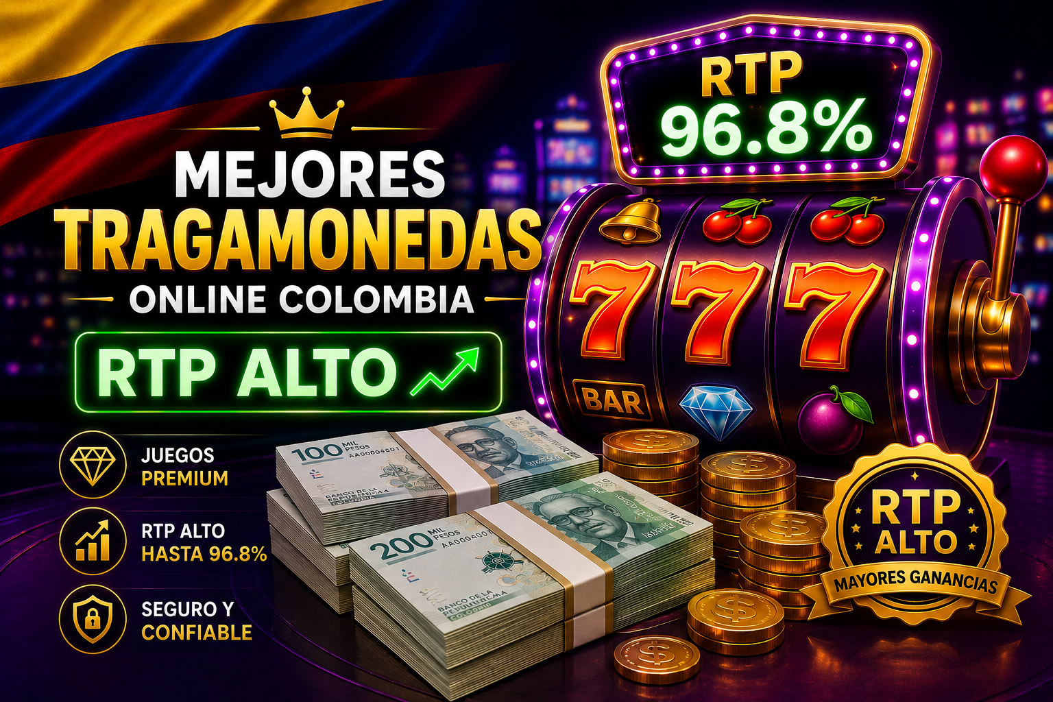 Mejores tragamonedas online Colombia RTP alto